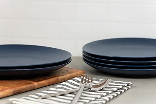 10.5 Inch Wazee Matte Midnight Blue Dinner Plate Set, 6-Piece