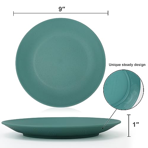Homienly 8-Piece Microwave & Dishwasher Safe Wheat Straw Dinner Plate Set for Kids (Multi-Pattern)