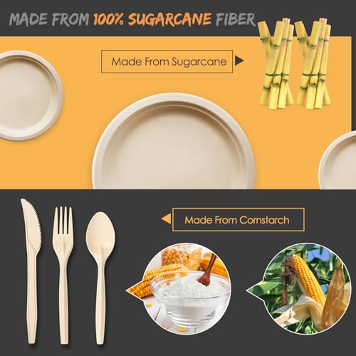 Compostable 250-Piece Paper Plate Set for Parties and Picnics