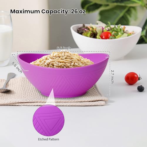 26 OZ Rose Series Wheat Straw Bowls, 6 Pack Microwave & Dishwasher Safe