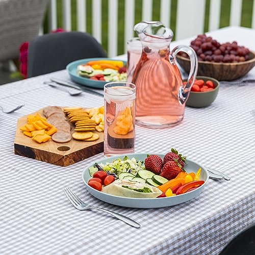 Premium Reusable 10 Inch Plastic Dinner Plates - Set of 8, Microwave Safe for Desserts, Camping, Outdoors - Seascape