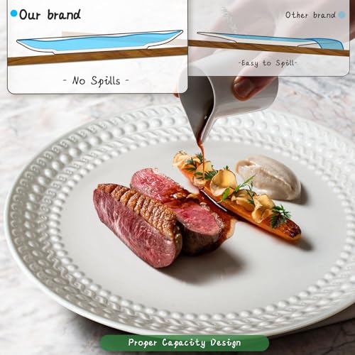 Modern White Ceramic Dinner Plates - Set of 4, 10.75 Inch Safe for Microwave, Oven, Dishwasher