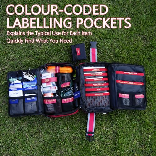 Comprehensive 401-Piece First Aid Kit with Organized Compartments and Removable MOLLE System for Home, Car, Camping, and Office